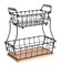 2-Tier Rectangle Countertop Fruit, Bread Wire Basket (Metal + Wood base)